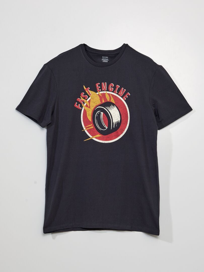 T-shirt met korte mouwen en print - ZWART