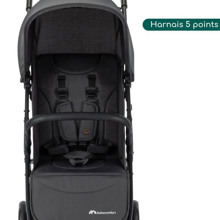 Bebeconfort Azur, poussette canne compacte, 0-3 ans (15 kg), pliage automatique à une main, panier spacieux, Mineral Graphite
