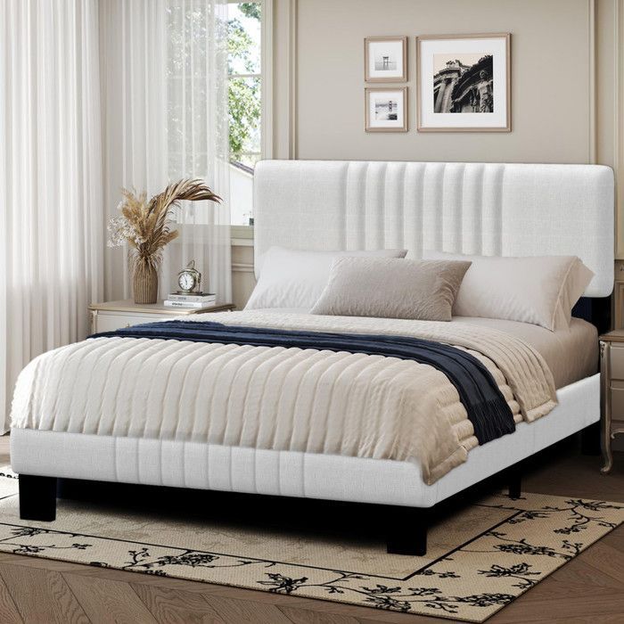 Estructura de cama de 140x190 cm, base de cama de metal con cabecero y tapizado, estructura de cama de fácil montaje, construcción robusta.