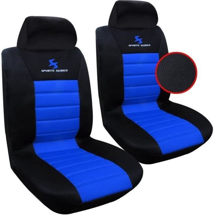 Funda universal para asientos de coche WOLTU para 2 plazas, color negro y azul.