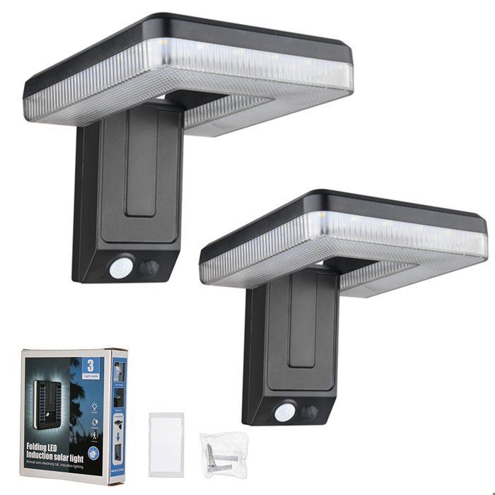 2 apliques solares de pared, resistentes al agua IP45, 3 modos, sensor de movimiento de 180°, iluminación exterior para jardín/patio.