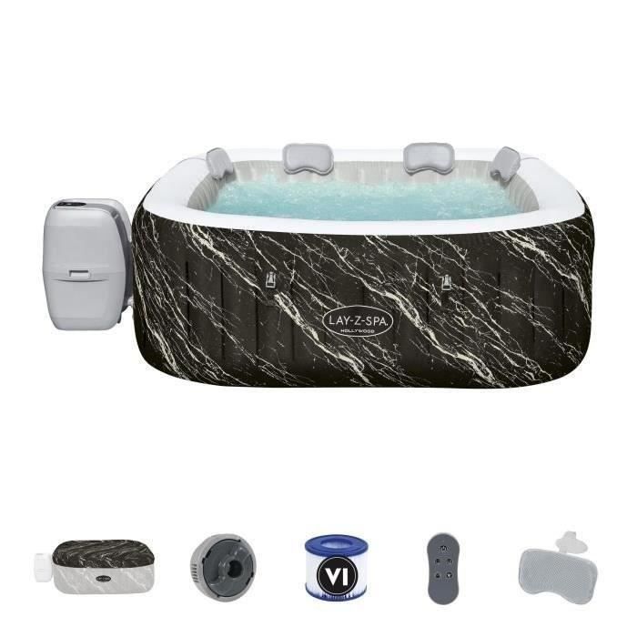 Spa hinchable BESTWAY Lay-Z-Spa Hollywood - 140 chorros de aire - 180 x 180 x 66 cm - Capacidad para 4 a 6 personas + Aspiradora eléctrica Aquascan