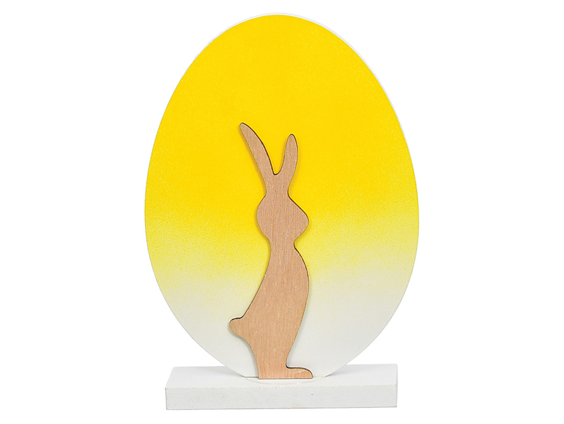Figurka drewniana Jajko z Zającem 20 cm żółta