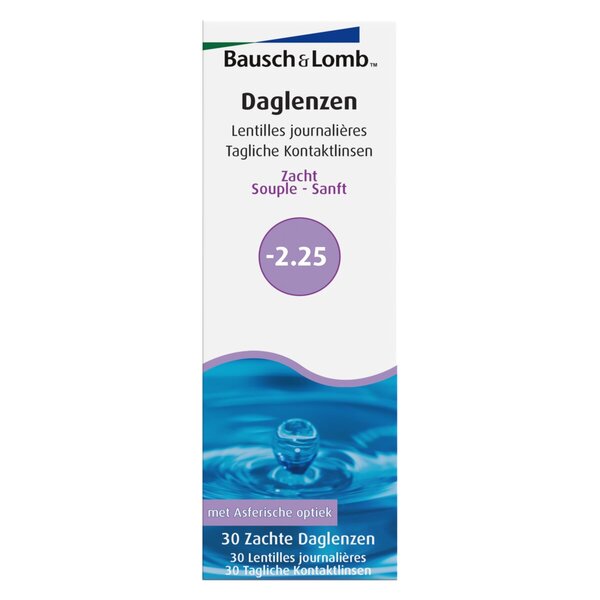 Bausch + Lomb -2.25 Mjuka endagslinser<br>Medicinteknisk produkt - 30 stycken