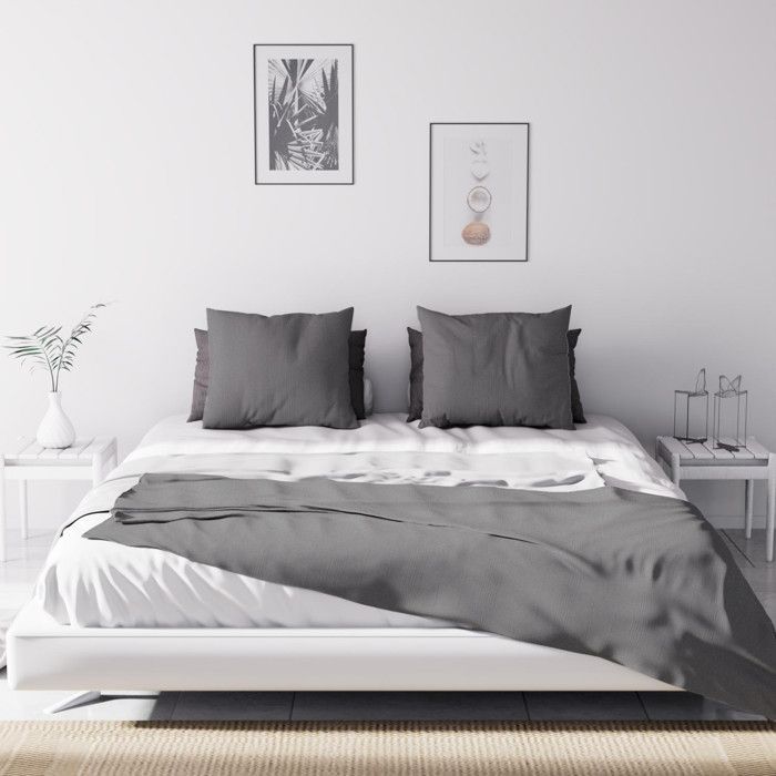 Bedspread - Soleil d'Ocre - Adèle - 240x220 cm - 70% cotton - Grey - Fine stripes
