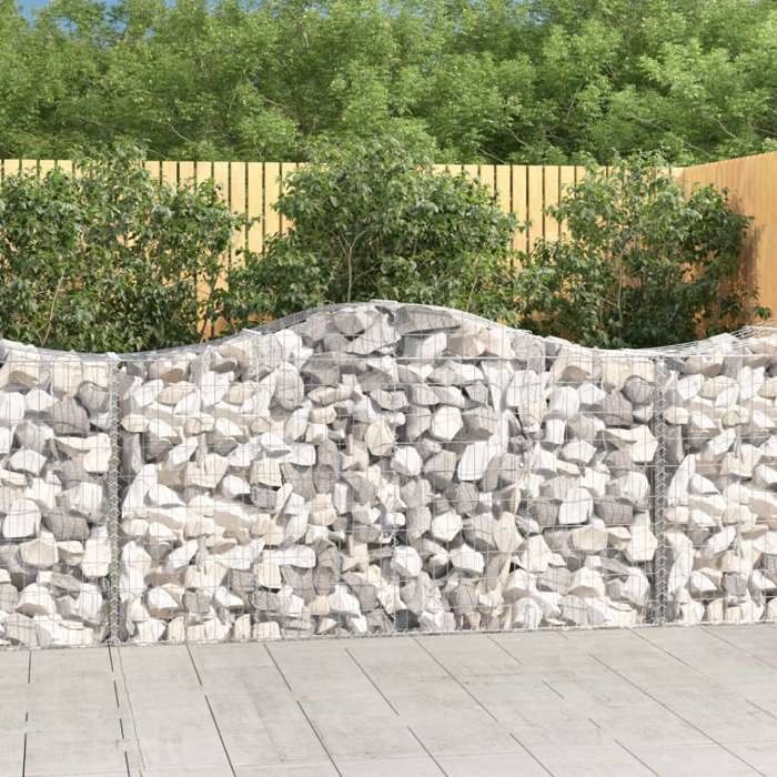 vidaXL Panier de Gabions Arqué Cage à Gabion Mur de Gabion Panier à Pierre Gabion pour Pierre Jardin Patio Extérieur 153395