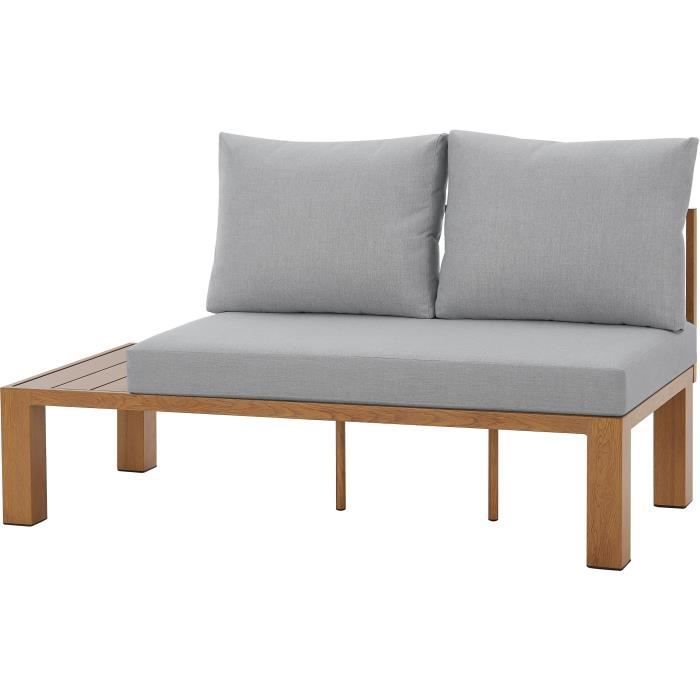 Conjunto de muebles de jardín SANA con sofá esquinero - Aluminio efecto madera - 4 personas - Gris perla