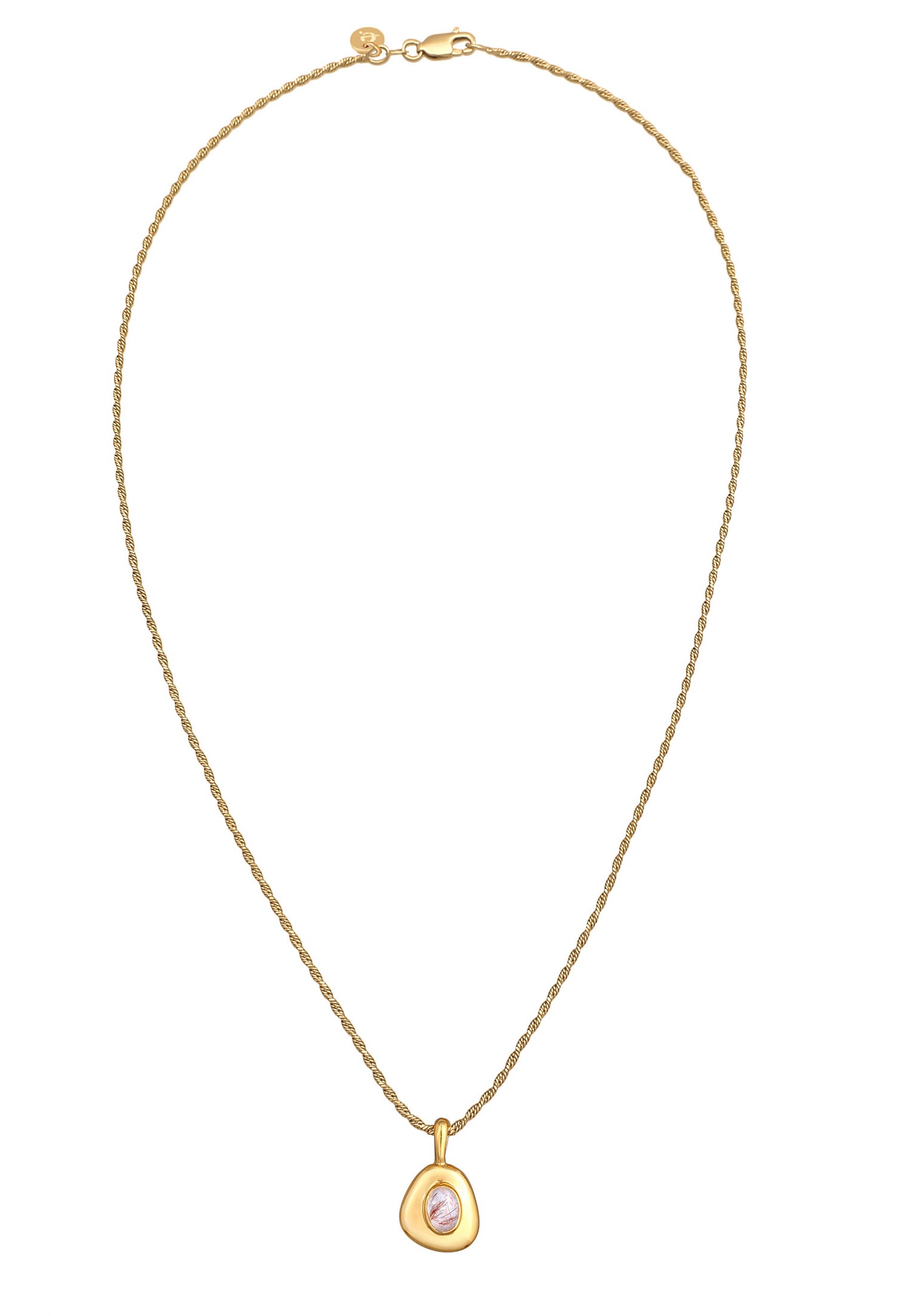 Elli PREMIUM Pendentif femme élégant avec pierre précieuse de quartz en argent sterling 925 plaqué or