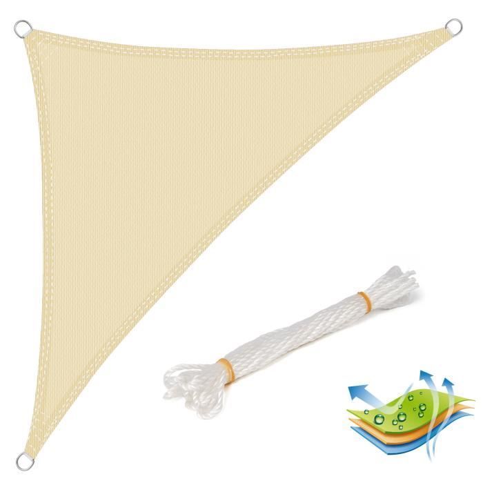 Toldo triangular WOLTU de HDPE de 5x5x7 m - Protección UV para jardín o camping - Color crema