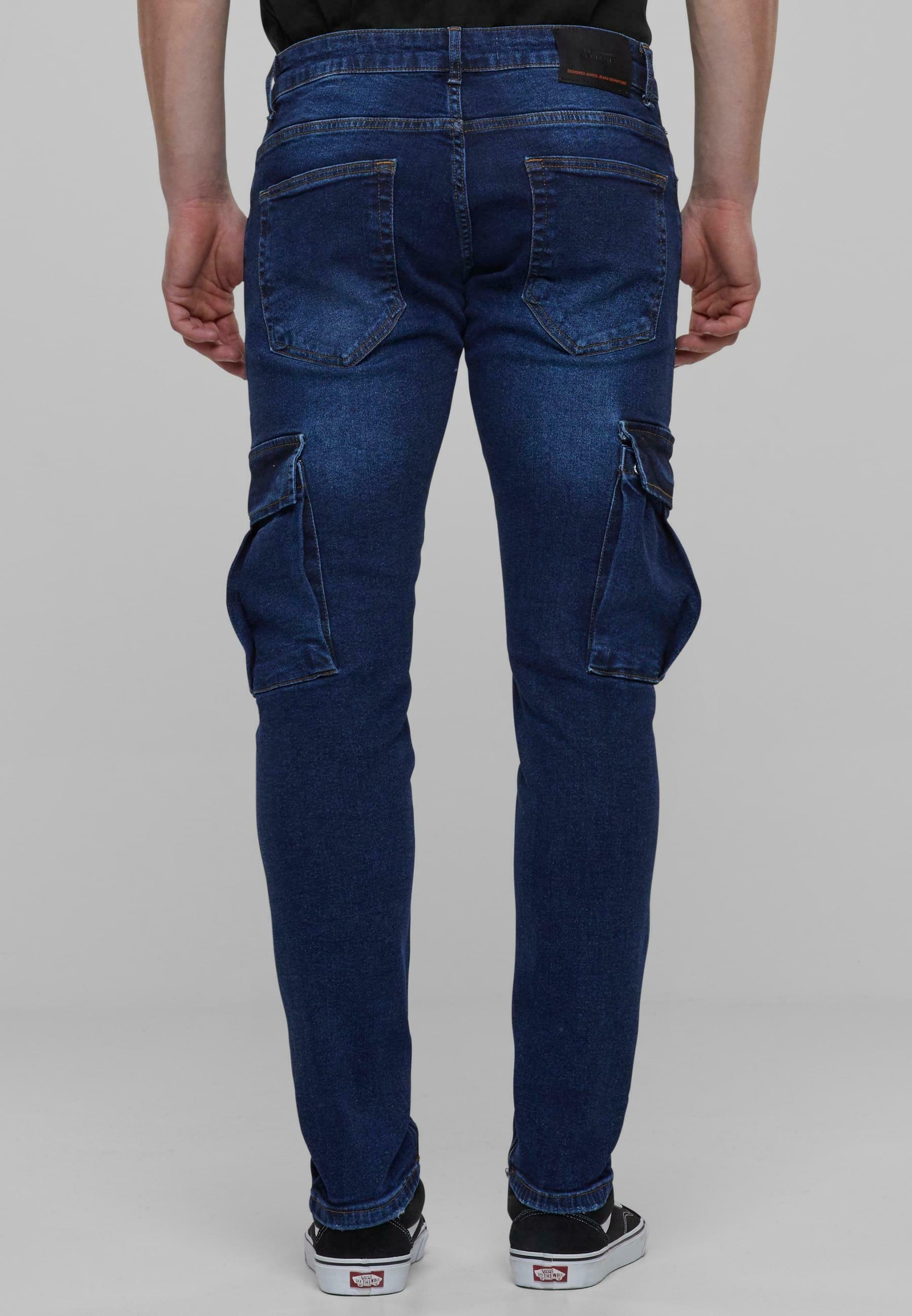 2Y Premium Jeans, schmal zulaufende Passform – blau
