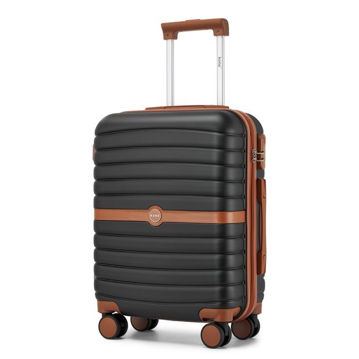 Maleta de cabina Kono, tamaño 55x40x20cm, carcasa rígida de ABS+PC, maleta de viaje pequeña con 4 ruedas y cerradura, carrito de viaje, 36L, negra
