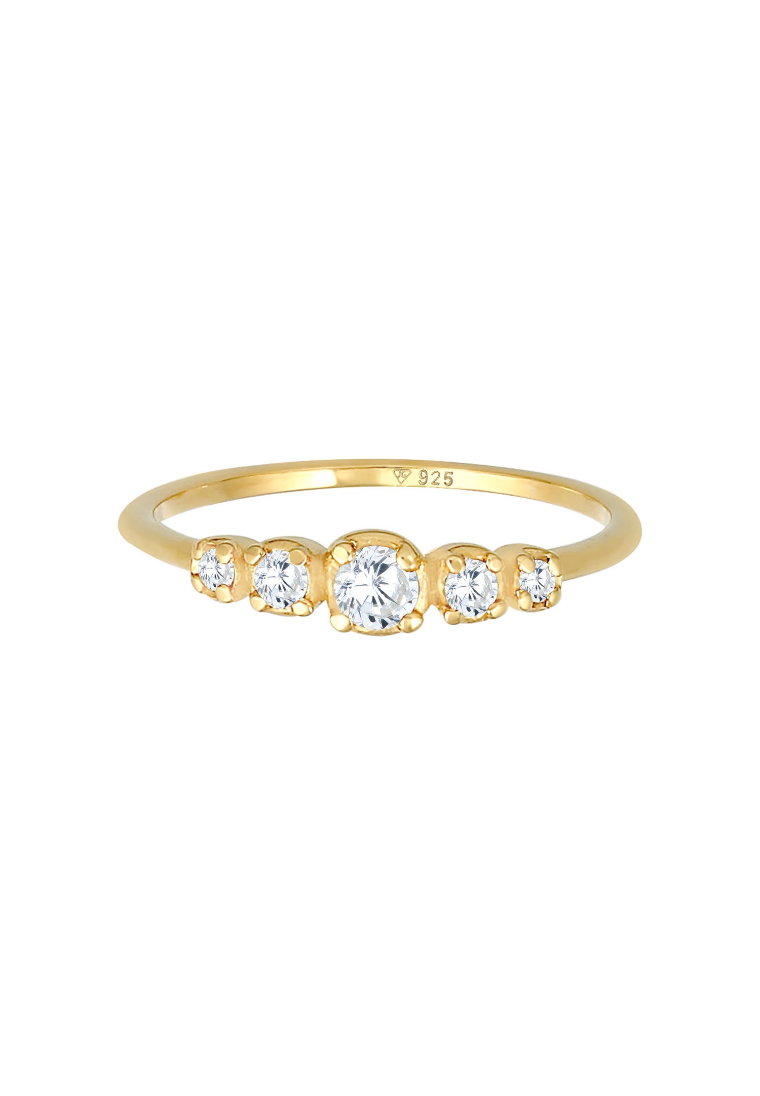 Elli Dames Engagement Éternité Elegant avec pierres de zirconium en argent sterling 925 plaqué or