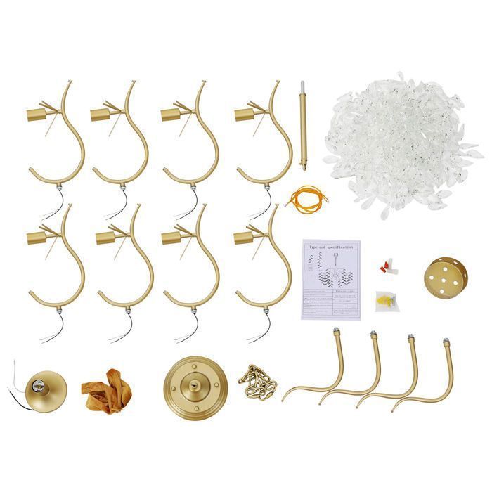 Lámpara de araña para salón - Lámpara de araña de cristal - Lámpara colgante con base metálica - Lámpara decorativa de lujo