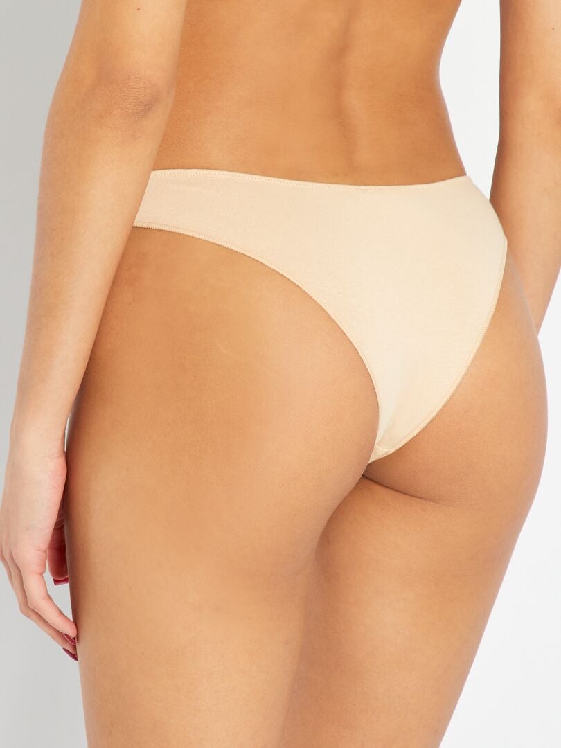 Set van 3 elastische katoenen Braziliaanse slips - grijs