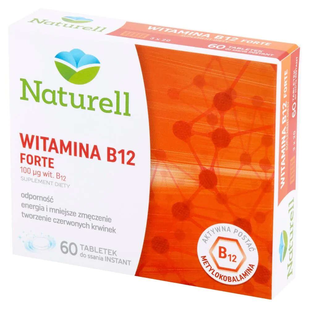 Naturell Witamina B12 Forte 100 mcg, Tabletki do rozgryzania i żucia