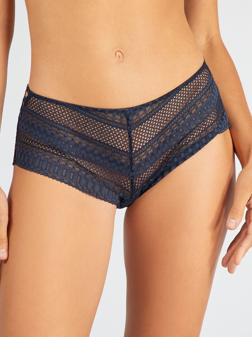 Calças culote totalmente em renda - AZUL