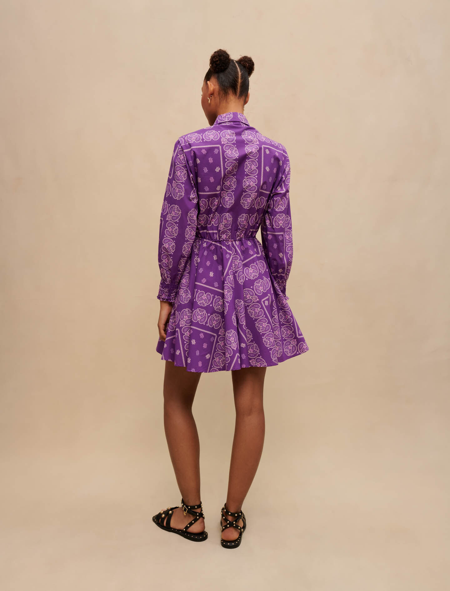Rochie scurtă cu imprimeu paisley - Bandană violetă