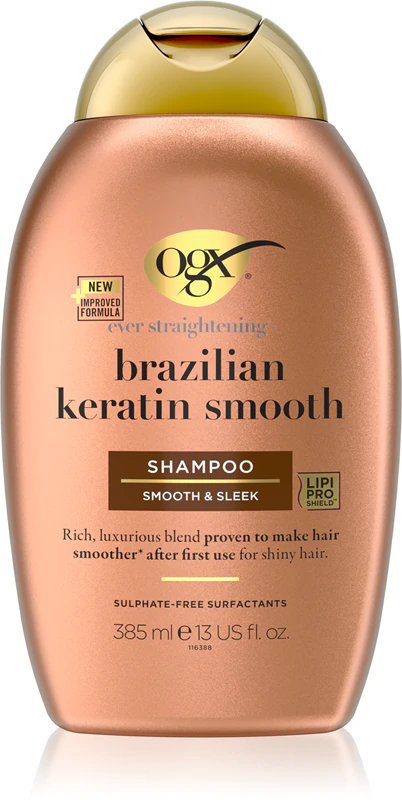 OGX Brazilian Keratin Smooth Glättungsshampoo für glänzendes und weiches Haar