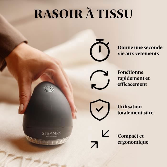 Anti Bouloche - Anti Bouloche Puissant - Pince à peluches électrique - STEAMRS - Luxe - Sans fil - Noir - 8800 tours/min