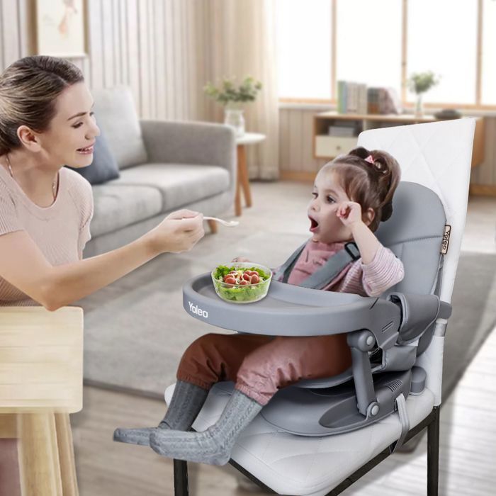 Réhausseur Chaise Enfant Pliable, Chaise Bébé Portable, Bébé Chaise repas en Hauteur Réglable, Plateau Amovible, 6 mois à 3 ans