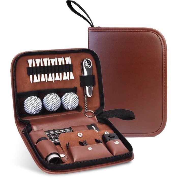 Bolsa para herramientas de golf - Guarda y organiza tu equipo de golf - Marrón, gran capacidad - Compartimentos individuales - Solo la bolsa
