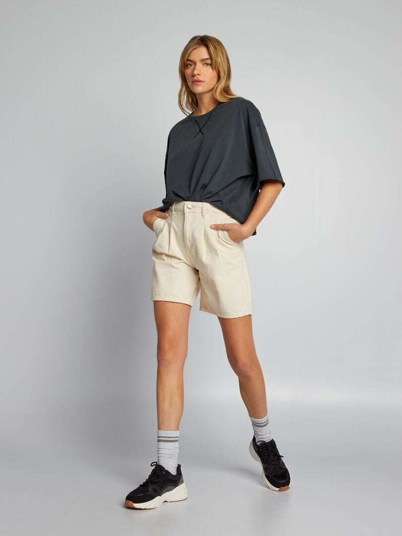Lange denim shorts - BEIGE