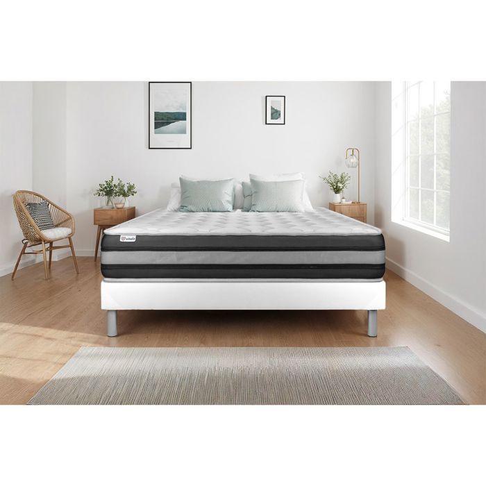 Colchón y base de cama de 160x200 cm - Vitalspring Zen Blanco