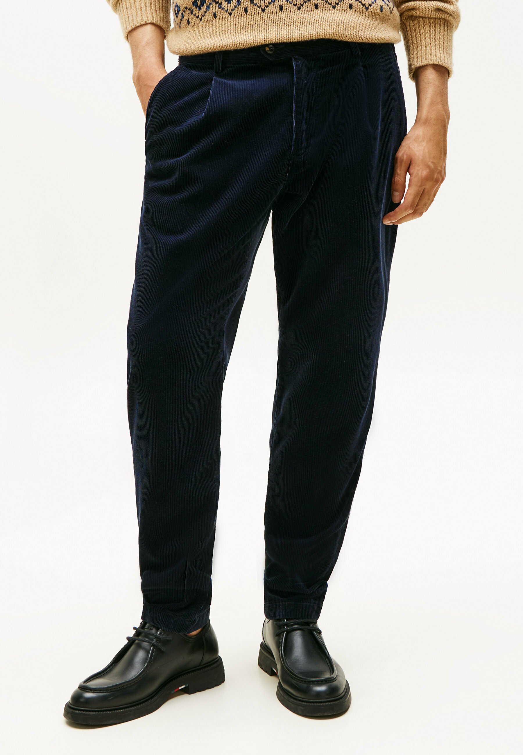 Tommy Hilfiger HARLEM - Broek - donker nacht marineblauw corduroy