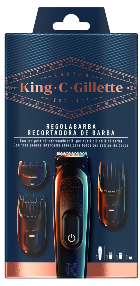 Sada zastrihávača brady Gillette King C. Holiace strojčeky