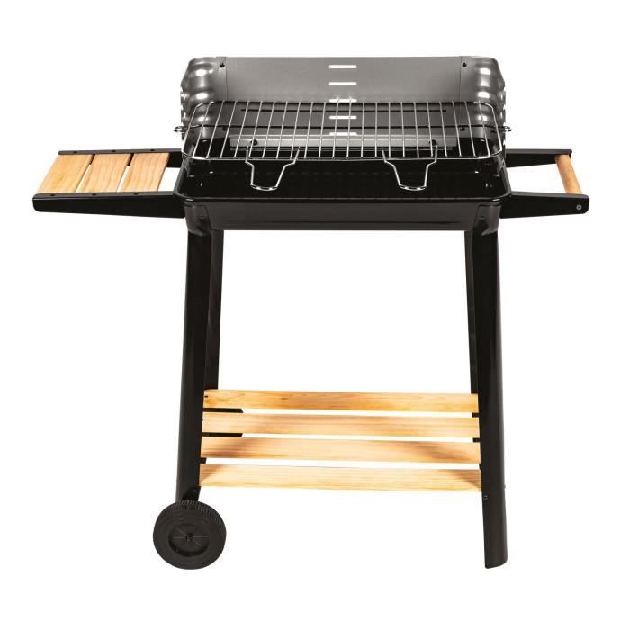 CALABRIA Houtskoolbarbecue - Verchroomd stalen grillrooster - Kookoppervlak: 49 x 28 cm - Zwart