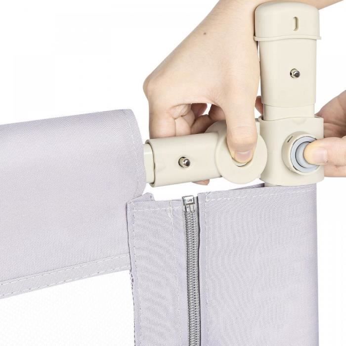 Barandilla de cama plegable de diseño extra alto, 200 cm x 100 cm, barandilla para cuna, gris