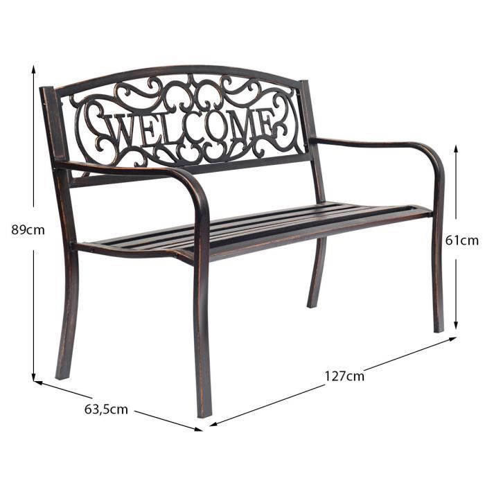 COSTWAY Outdoor Garden Bench, 3-Seater, Metal Frame, Antique Style, 127x63.5x89 cm, Weather Resistant, 320kg Load Capacity