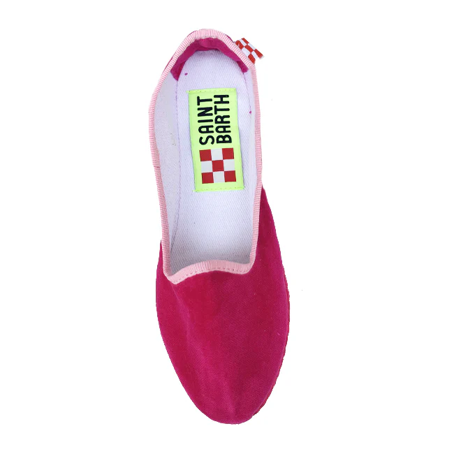 Friulische slippers van fuchsia fluweel