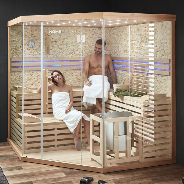 Saună SKYLINE XL BIG perete din piatră artificială