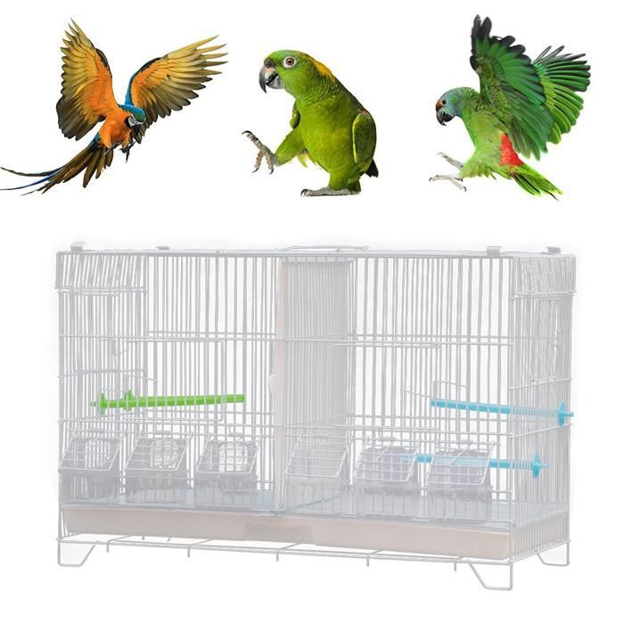 MIPAN. Cage À Oiseaux Volière Avec Mangeoires -  Pour Canaris Perruches Perroquets - 60x26x39.5cm - Blanc
