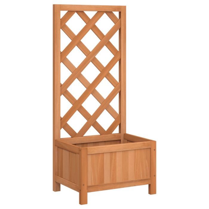 vidaXL Plantenbak met klimrek, verhoogd plantenbed, bloembak, plantenpot, bloembak voor tuin, terras, veranda, bruin 365473