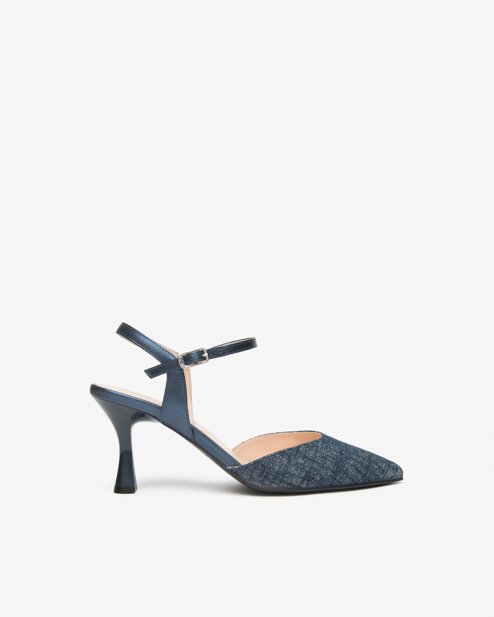 Damen-Slingback aus Leder und Stoff