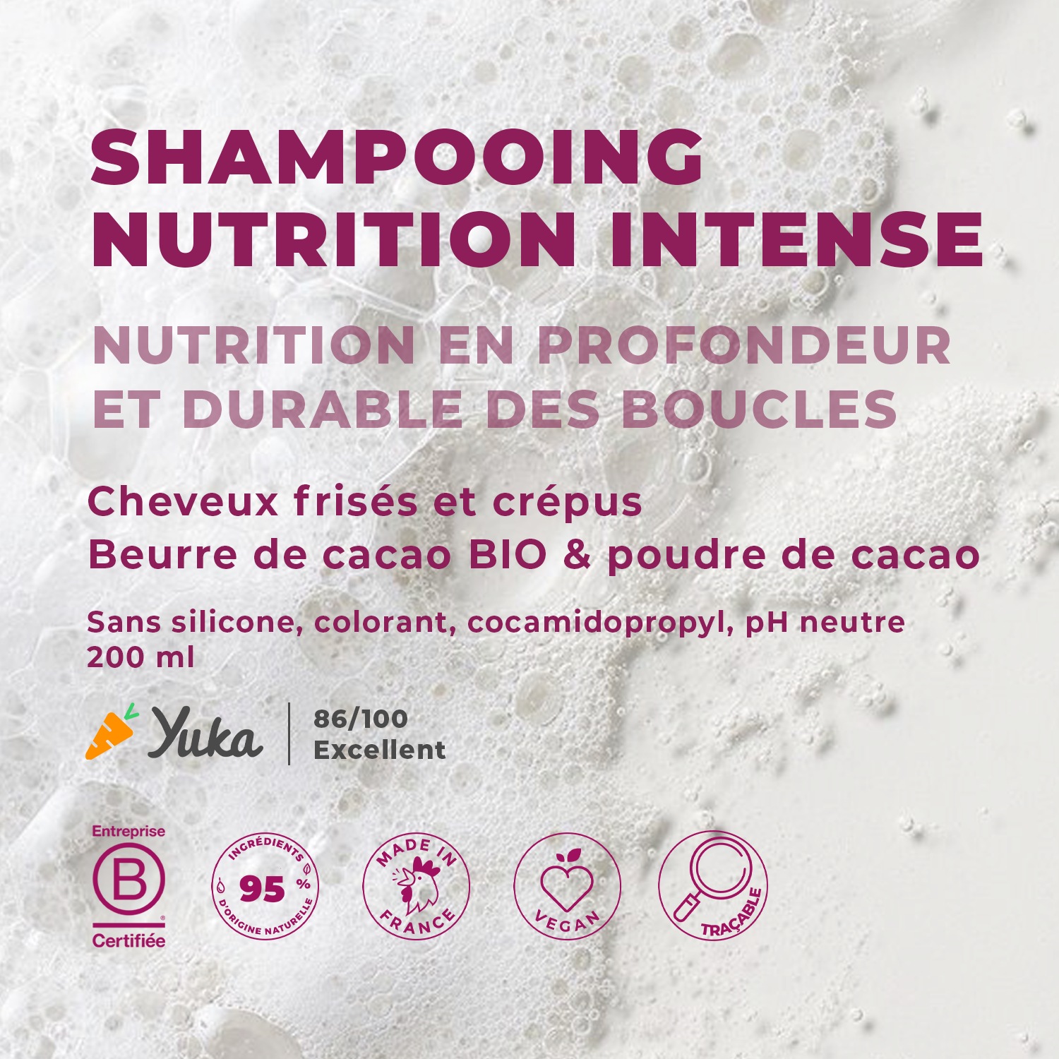 Energie Fruit shampooing nutri frizz sans sulfate - cheveux frises a crepus - beurre de cacao bio et poudre de cacao