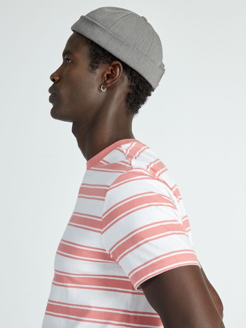 Camiseta listrada de malha - ROSA