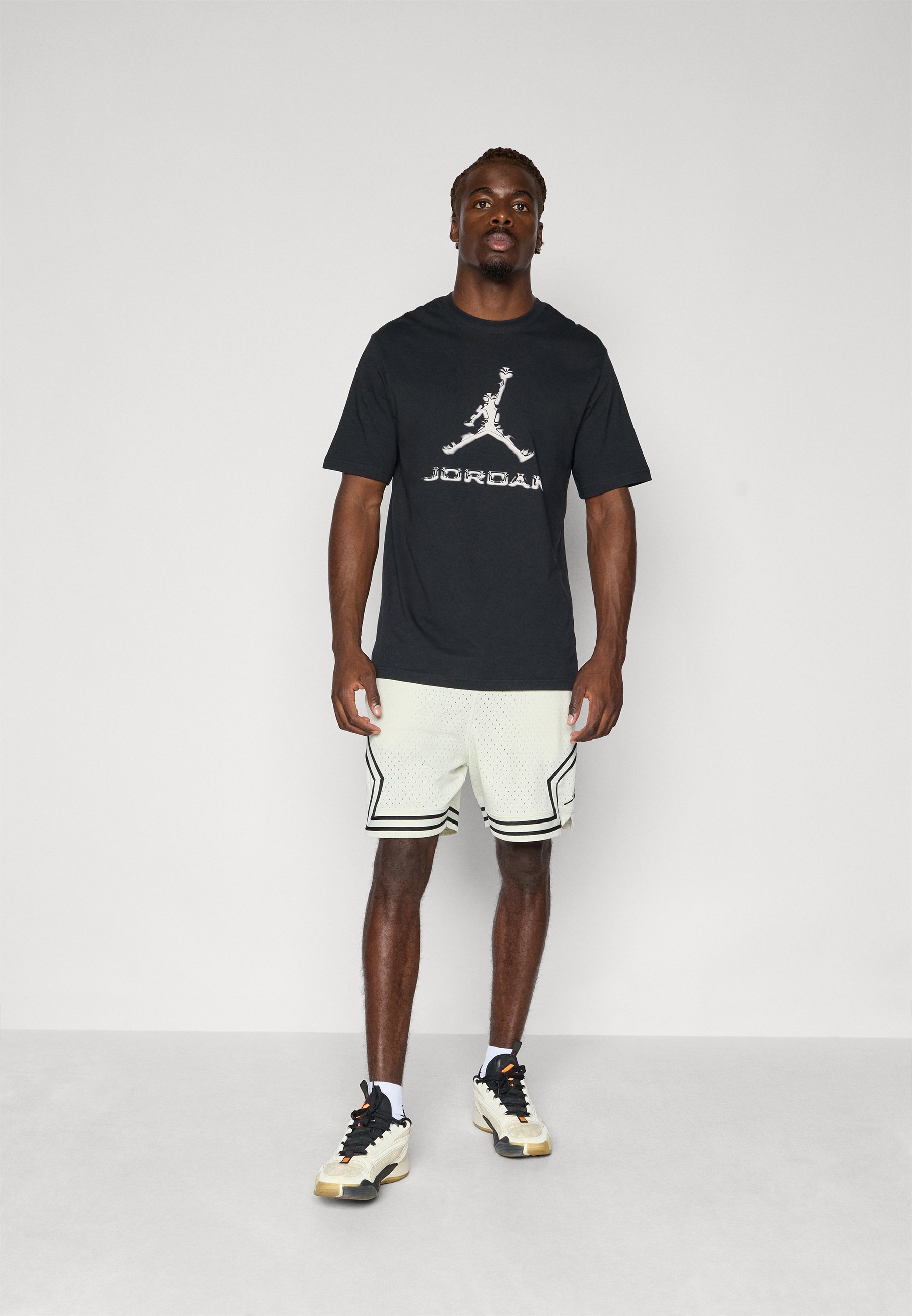 Jordan CREW - T-shirt sportiva - nero/bianco