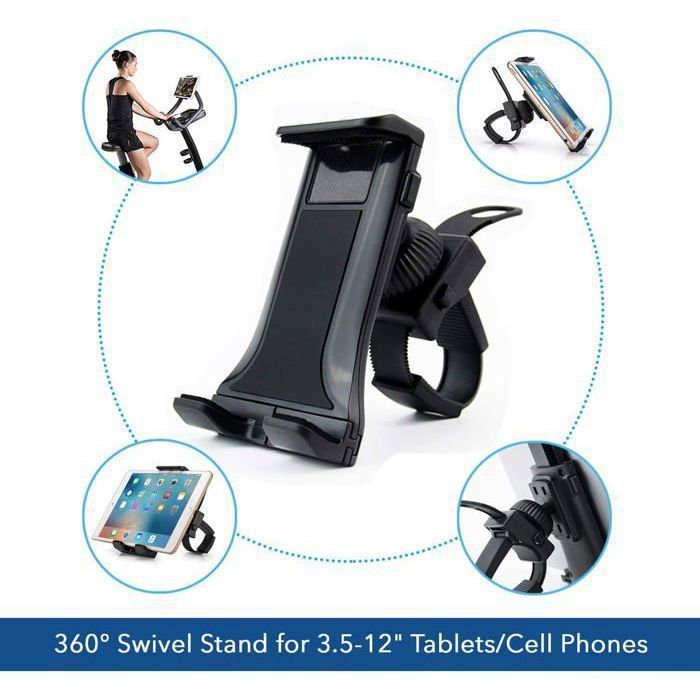 Soporte para tablet JZSH, soporte para teléfono móvil, soporte giratorio de 360° para bicicleta estática/elíptica/portátil para PC