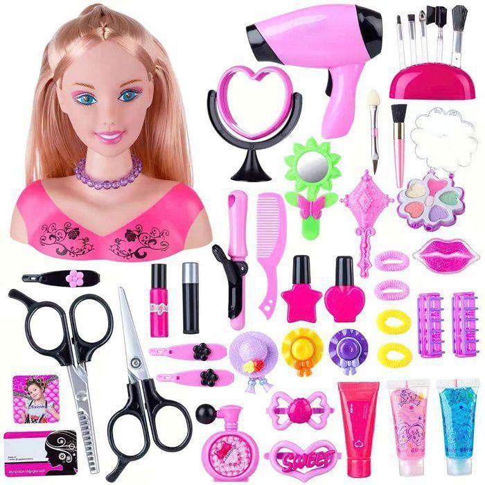 Set de 45 piezas para peinar, muñeca de maquillaje y estilismo para niñas de 3 años en adelante.
