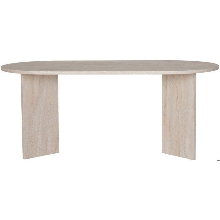Table de salle à manger ovale Sablin - 180x90x75cm - travertin