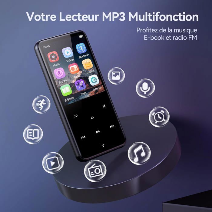 AGPTEK 64GB MP3 Player com Bluetooth 5.3, Tela Grande de 2,4