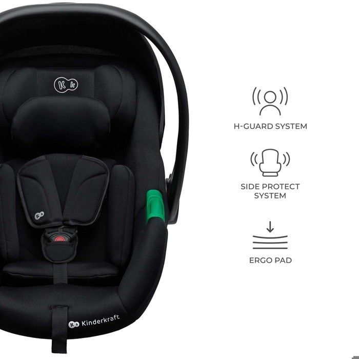 Silla de coche infantil Kinderkraft MINK PRO 2 i-Size (40–87 cm) + base ISOFIX MINK FX 2, H-GUARD+, SPS+, ultraligera (3,2 kg), gris.