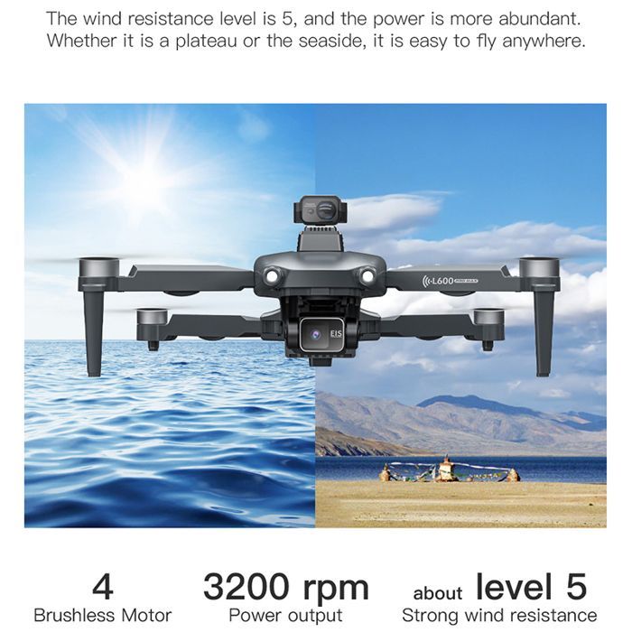 Ny L600-PRO-MAX-OAS 5 km 4K professionel HD GPS-drone med dobbelt kamera, 3-akset gimbal og 360° gimbal - børsteløs quadcopter-legetøj