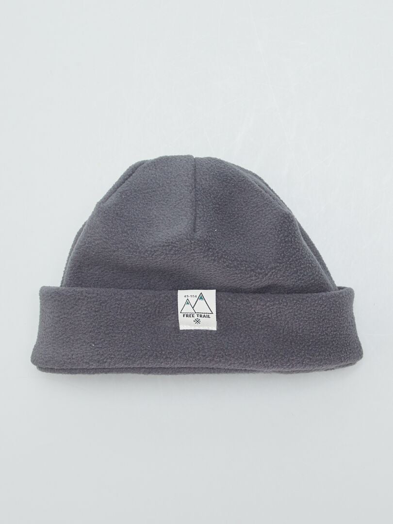 Conjunto de esqui com gorro e cachecol de lã polar - CINZA