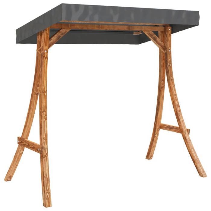 vidaXL Cadre de balançoire toit anthracite Bois courbé à finition teck, Anthracite, polyester
