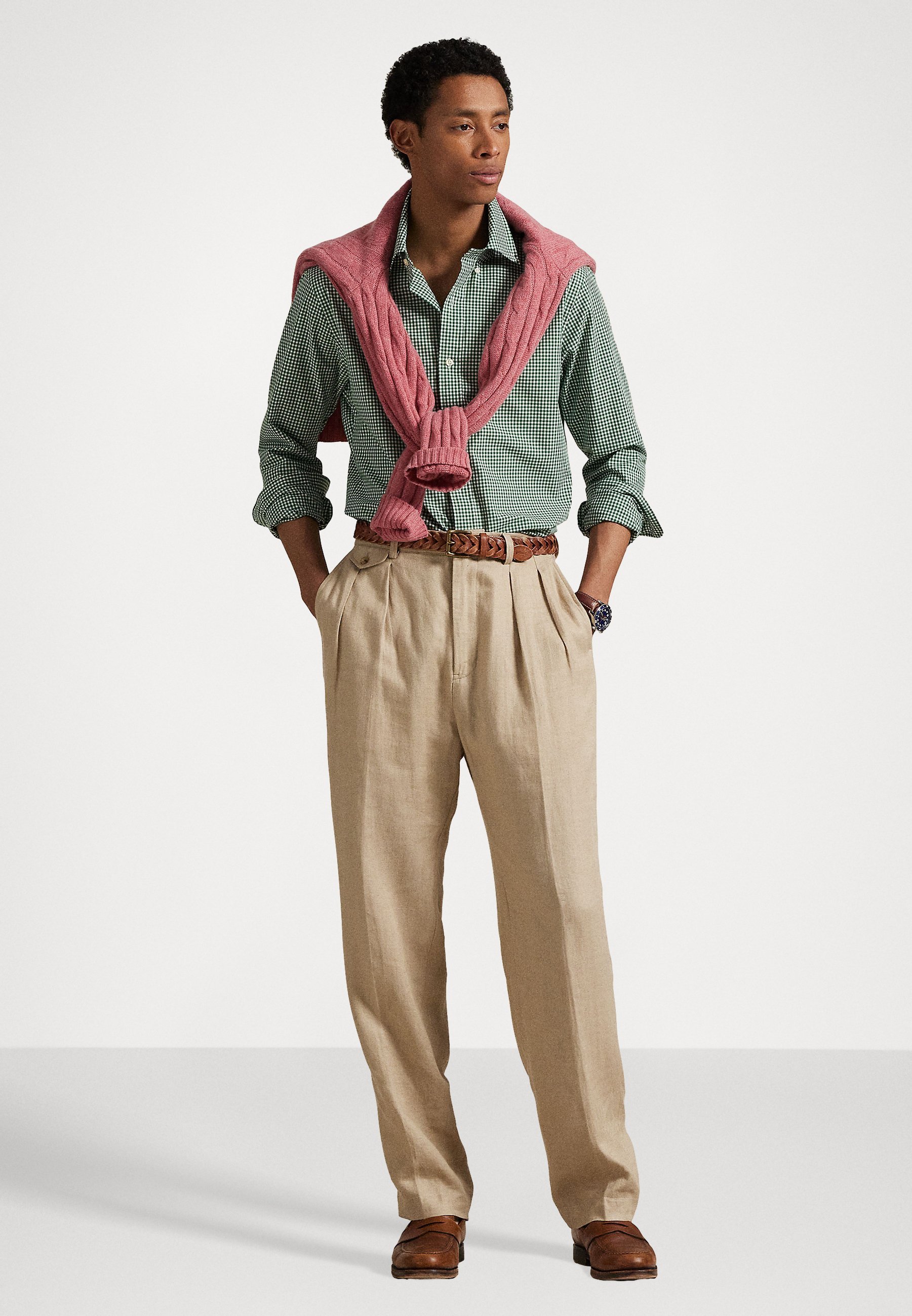 Polo Ralph Lauren CUSTOM FIT GINGHAM STRETCH POPLIN SHIRT - Shirt - new forest white