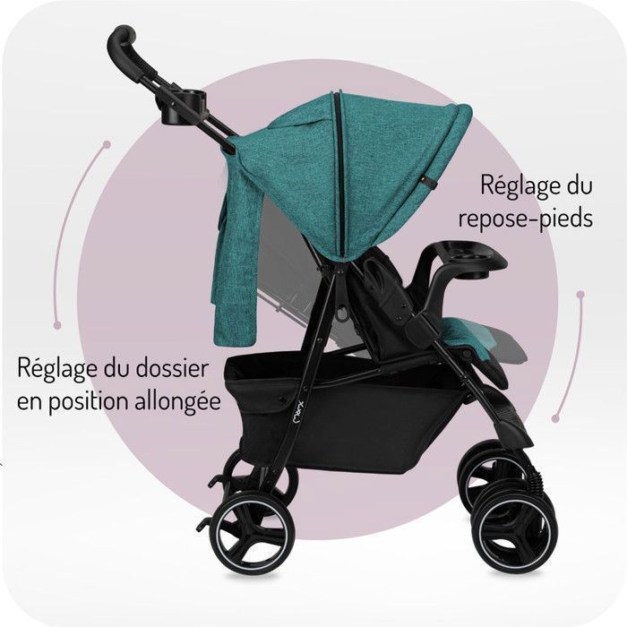 MoMi ISLA - Ultra-compact city stroller - 0m to 15 kg - Accessories included: bag + leg cover - Green
